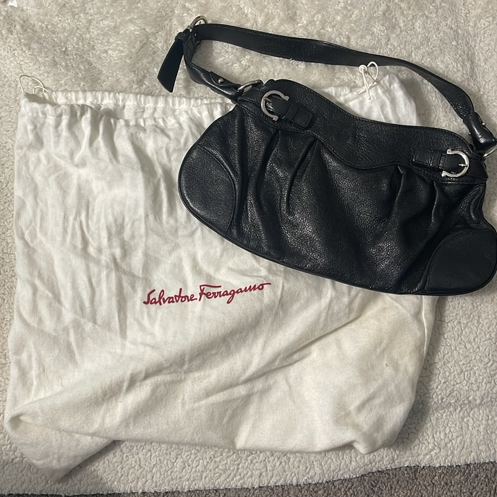 AUTHENTIC FERRAGAMO black leather mini handbag